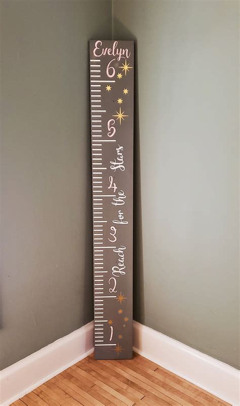 Reach For The Stars Wooden Growth Chart For Measuring Children Height