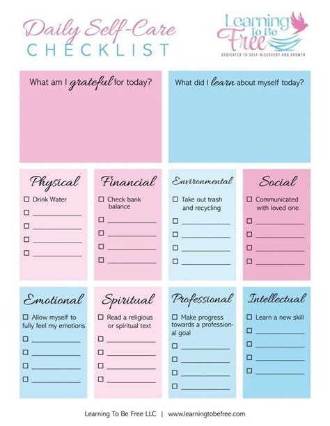 The self care journal is 100 pages of worksheets, journal prompts, coloring pages, and more! Daily Self-Care Checklist: Self-Care Made Easy | Learning ...