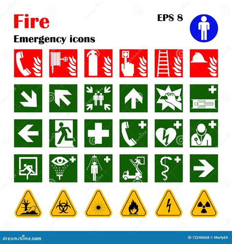 Fire Emergency Icons Vector Illustration Stock Vector Illustration