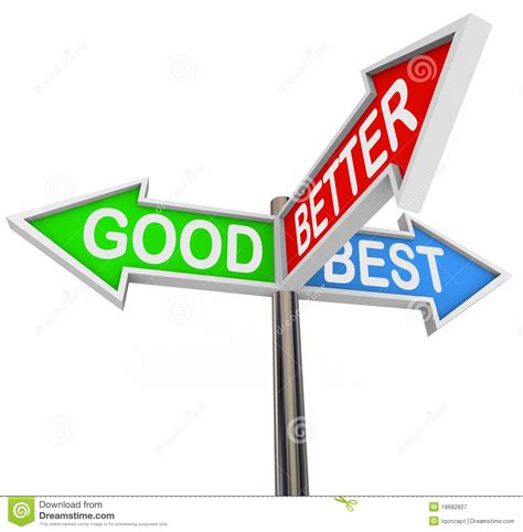 Good Better Best Choices 3 Colorful Arrow Signs Stock Illustration