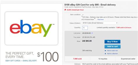 Free shipping for many products! $100 eBay Gift Card For $95, Limit Of 1 (PPDG) - Doctor Of Credit