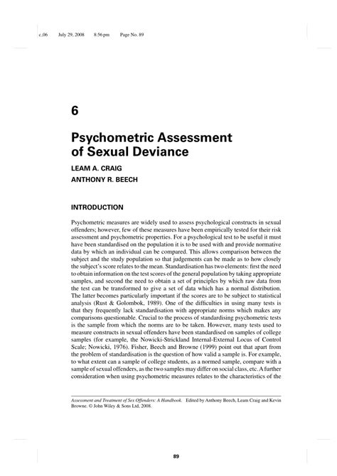 PDF Psychometric Assessment Of Sexual Deviance