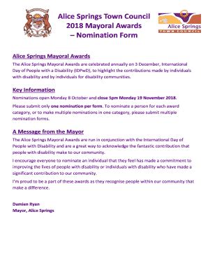 Fillable Online Alice Springs Town Council Mayoral Awards Nomination Form Fax Email Print