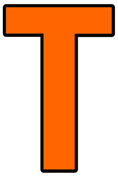 An Orange Letter T Is Shown On A White Background With Black Edges And