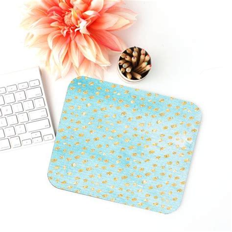 Sparkly Gold Teal Mouse Pad Desk Accessories Office Decor Etsy