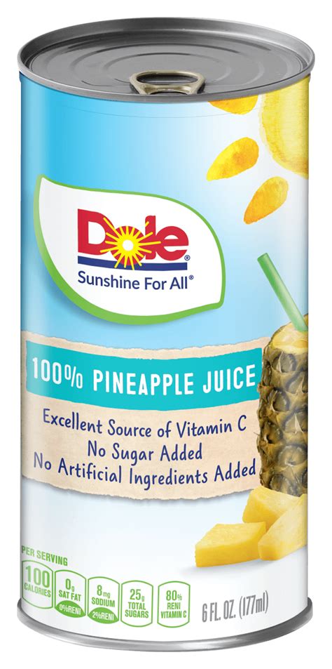 100 Pineapple Juice 177 Ml Dole® Sunshine