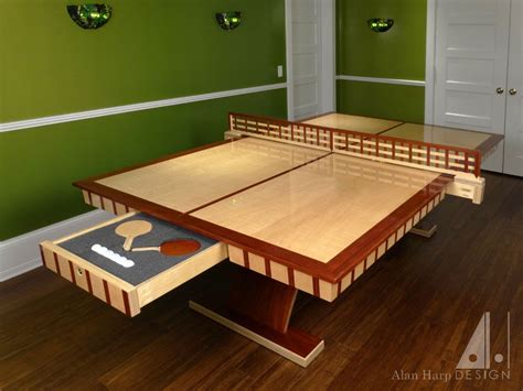 Hand Made Curly Maple And Padauk Ping Pong Table By Alan Harp Design