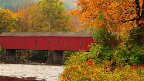 Autumn New England Desktop Wallpaper Covered Bridge Hd