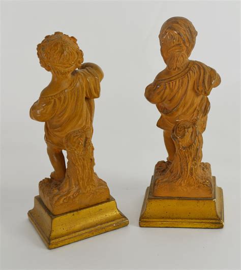 Vintage Pair Of Borghese Cast Plaster Children Statues Ebth