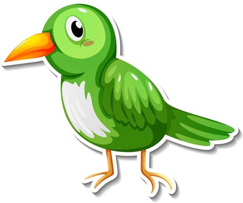 A Cute Green Bird Cartoon Animal Sticker 2918559 Vector Art At Vecteezy