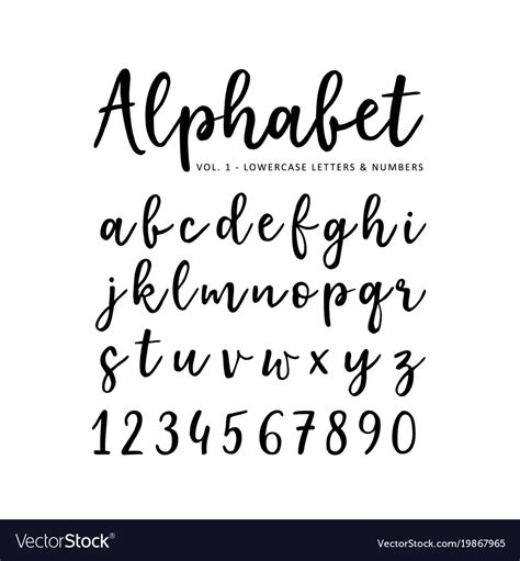 Hand Drawn Alphabet Brush Script Font Royalty Free Vector