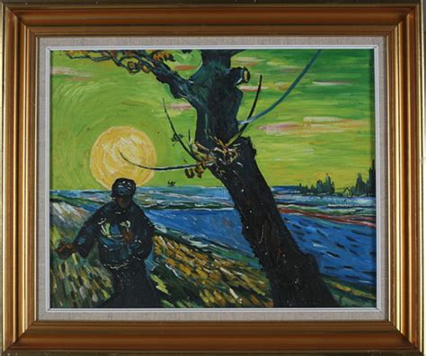 OIDENTIFIERAD KONSTNÄR OLJA på duk Landskap osignerad kopia efter Vincent van Gogh