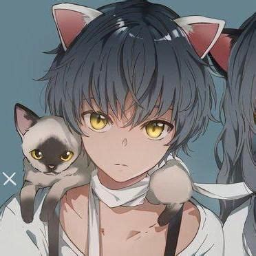 An Anime Character Holding A Cat In Front Of Her Face And Looking At