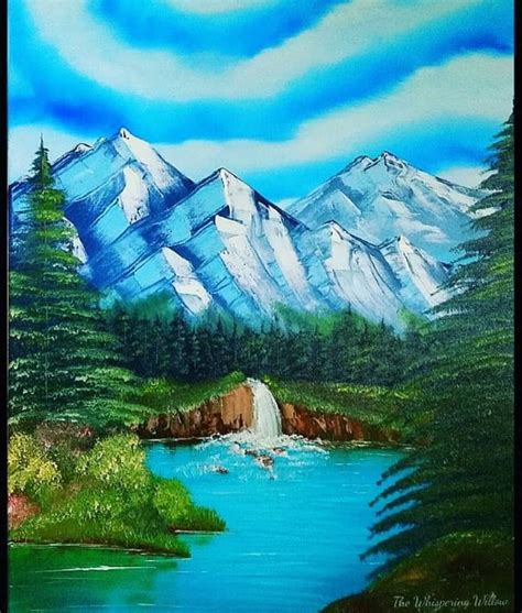 Mountain Waterfall Oil Painting Fantasy Art Dolls Mountain Paintings