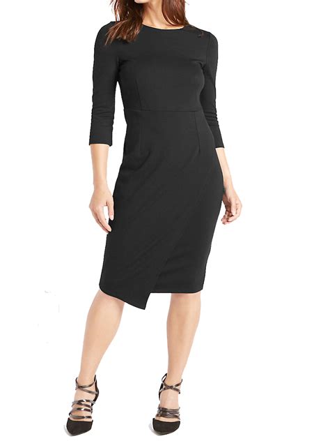 Marks and Spencer - - M&5 BLACK Mock Wrap 3/4 Sleeve Bodycon Dress ...