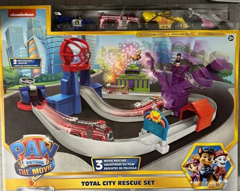 Paw Patrol The Movie True Metal Liberty Total City Rescue Track Set New