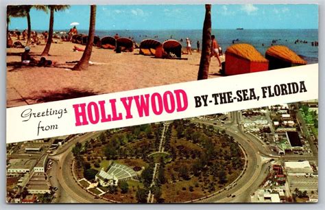 Postcard Greetings Hollywood By Sea Florida Multi View Scenic Landmarks