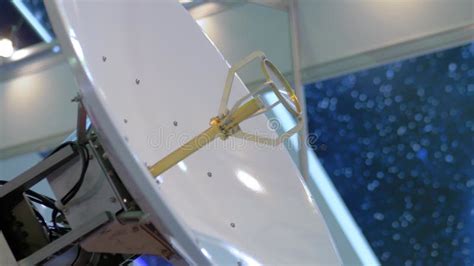 White Rotating Satellite Dish Antenna Using To Receive Or Transmit