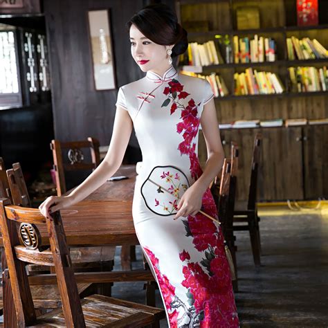 buy free shipping long cheongsam floral cheongsam dress chinese traditional