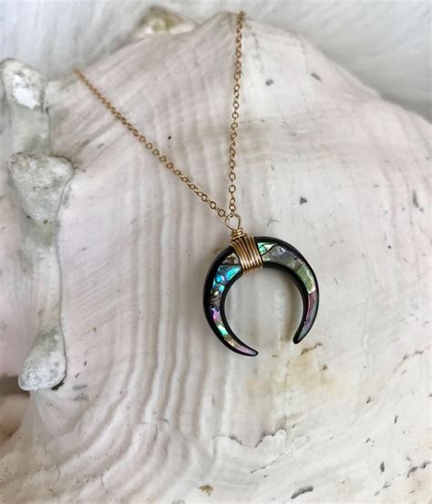 abalone double horn necklace in my etsy shop bohoglamjewelry gold filled sterling silver