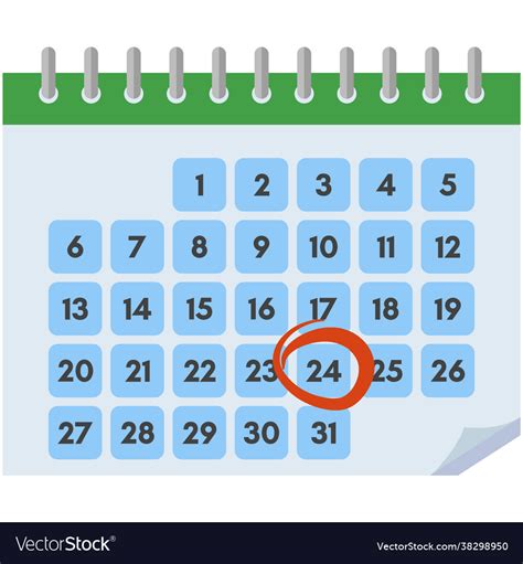Calendar With Date Day Mark Flat Royalty Free Vector Image