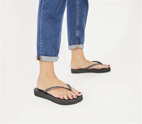 Havaianas Slim Platform Flip Flops Black Womens Sandals