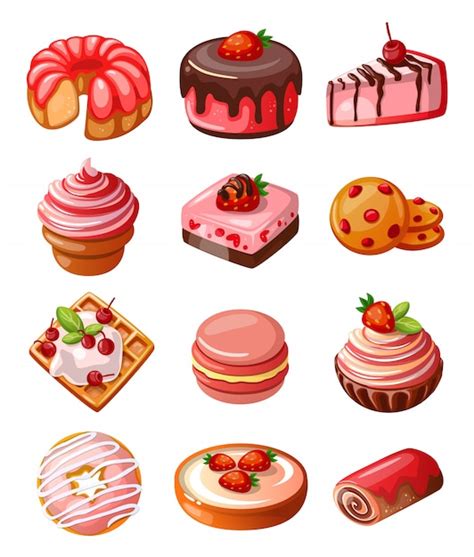 Vector Conjunto De Dulces Iconos Vector Gratis