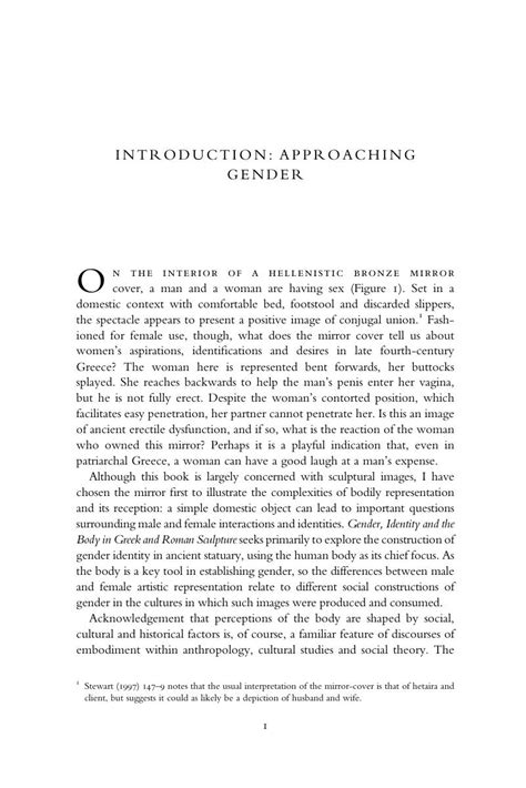 Introduction Approaching Gender Gender Identity And The Body In Greek And Roman Sculpture