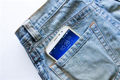 Mobile Phone In Jeans Pocket Stock Image Image Of Digital