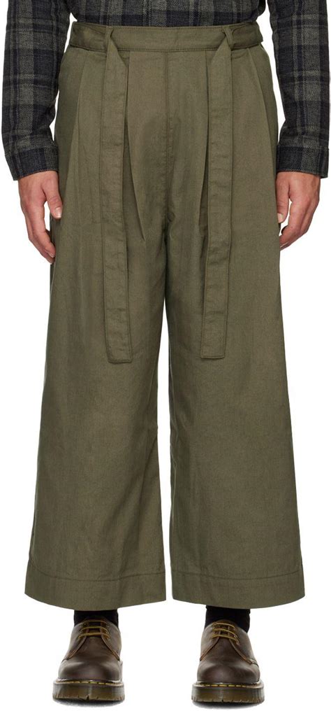 Naked Famous Ssense Exclsuive Self Tie Trousers In Green For Men Lyst