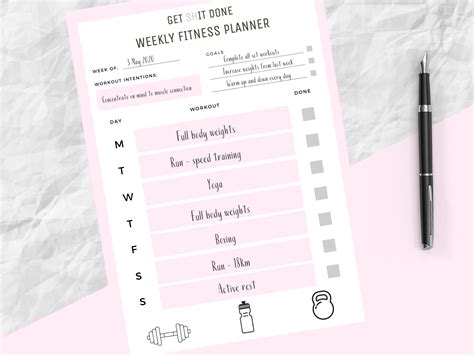 Weekly Fitness Planner Printable Weekly Workout Plan Workout Etsy Uk