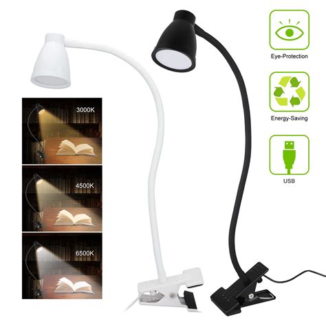 Led Reading Light Desk Clip Table Modes Clamp Bedside Color 3 Flexible Lamp