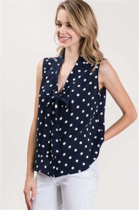 Curvy Polka Dot Blouse Navywhite Tennessee Willow Boutique