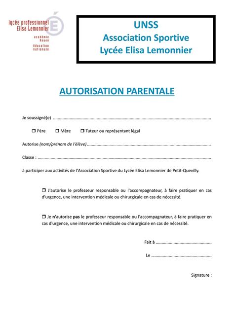 Exemple De Lettre D Autorisation Parentale Exemple De Groupes 65148