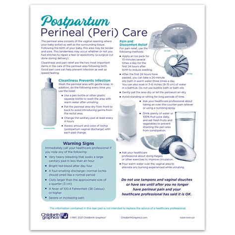 Postpartum Perineal Care Tear Pad Childbirth Graphics