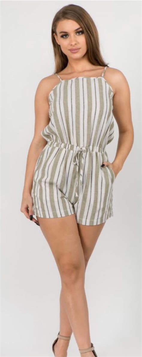 Womens Striped Romper Shorts One Piece Outfit Etsy