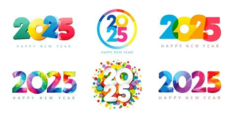 Set Of New Year Icons Creative Template Happy 2025 Concept Postcards