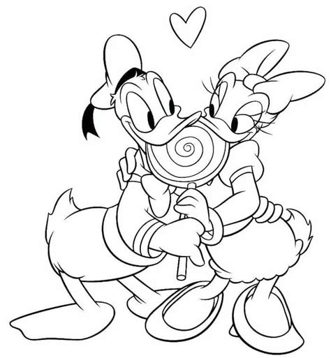 Daisy Duck Y Donald Duck Comiendo Dulces Para Colorear Imprimir E