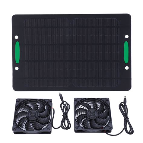 Solar Panel Fan Dual Exhaust Fans Air Ventilation Heat Dissipation 10W