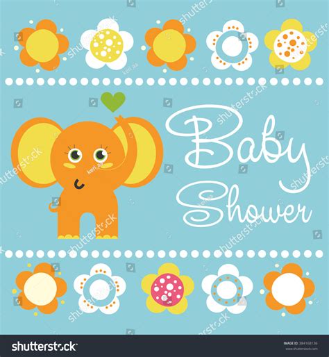 Cute Baby Shower Card Design Vector เวกเตอร์สต็อก ปลอดค่าลิขสิทธิ์