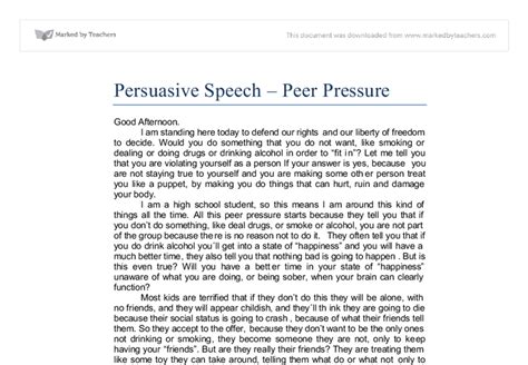 Persuasive Speech Example Template Business