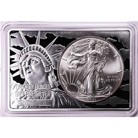 2021 Type 1 1 American Silver Eagle Coin And Two Ounce Bar Set
