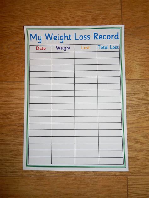 Printable Weight Loss Record Slimming World Weight Etsy Uk