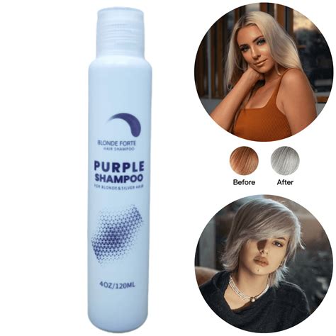 120 Ml Purple Shampoo For Blonde Silver Hair Toner Rinses Away Brassy