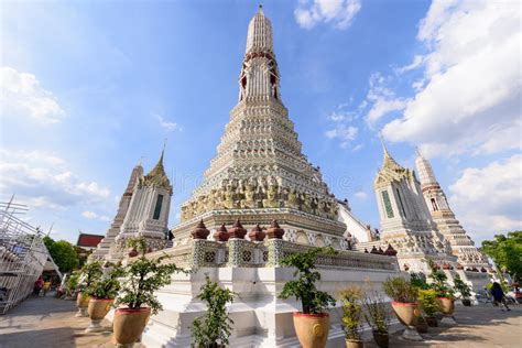 White Pagoda In Wat Arun Ratchawararam Ratchawaramahawihan In Th
