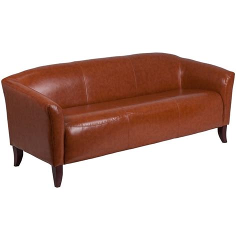 Shop Allison Contemporary Cognac Leather Sofa Overstock 15809390
