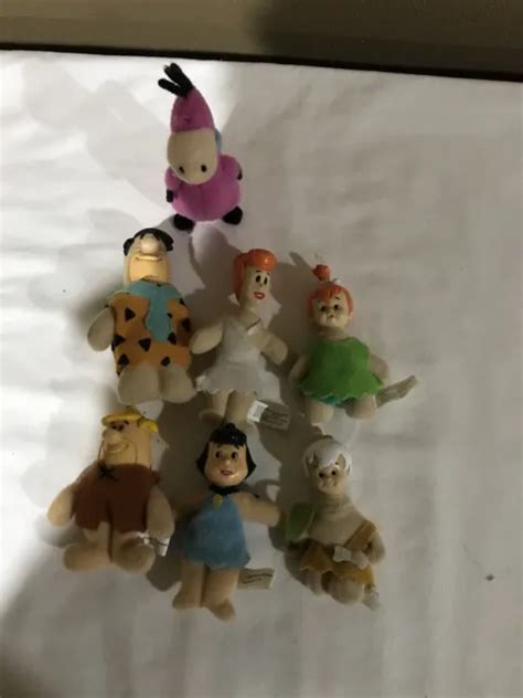 1989 Dennys Hanna Barbera The Flintstones Mini Plush Plastic Toys