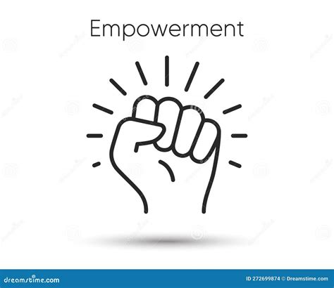 Empower Line Icon Strong Fist Sign Empowerment Strength Symbol