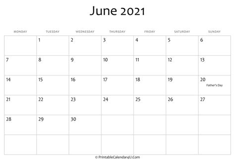 When you are happy with what you created just click the. June 2021 Editable Calendar with Holidays