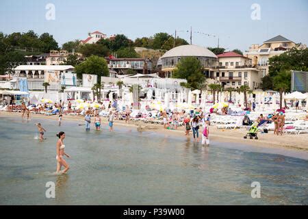 Odessa Ukraine Visitors At Arcadia Beach Stock Photo Alamy
